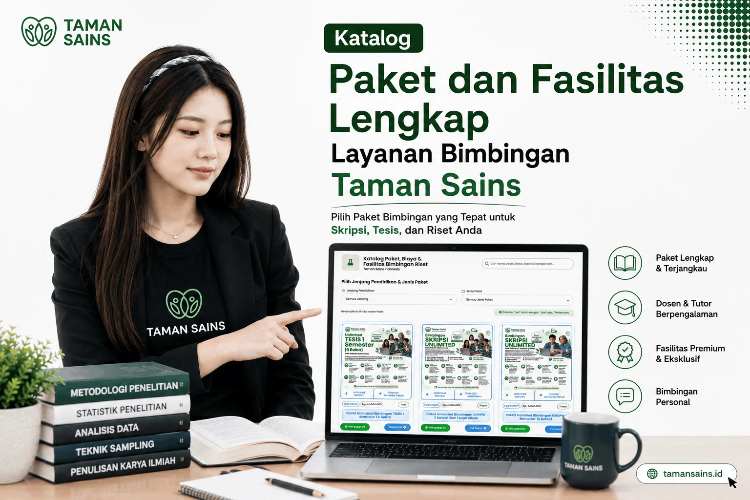 Katalog paket harga bimbingan skripsi dan fasilitas bimbingan di Taman Sains